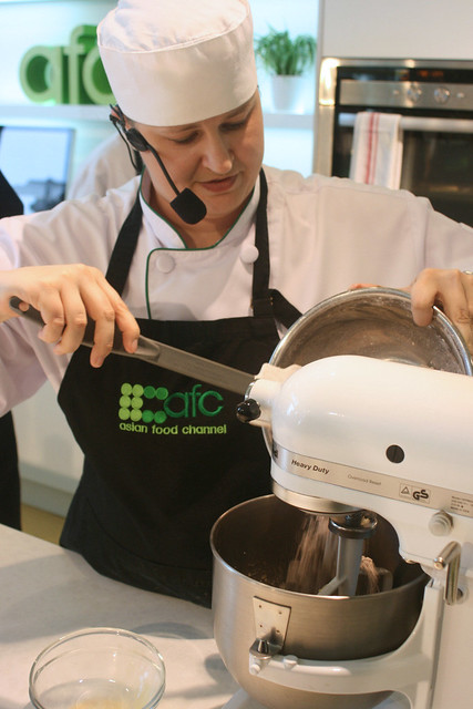 Chef Sue-Ann showing us how to make chocolate chip biscotti