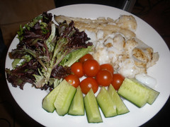 Cod with salad