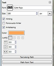 Pict 8: Options for the Text Tool