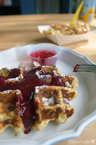 Waffle with berry berry sauce