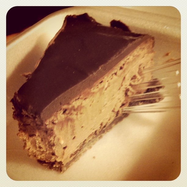 Chocolate fudge truffle cheesecake... OH MY GOSH!!! Thank God for bedtime dessert at @MissionOakInn