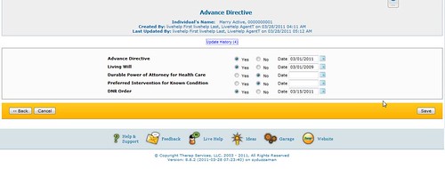 Screenshot of Advance Directive