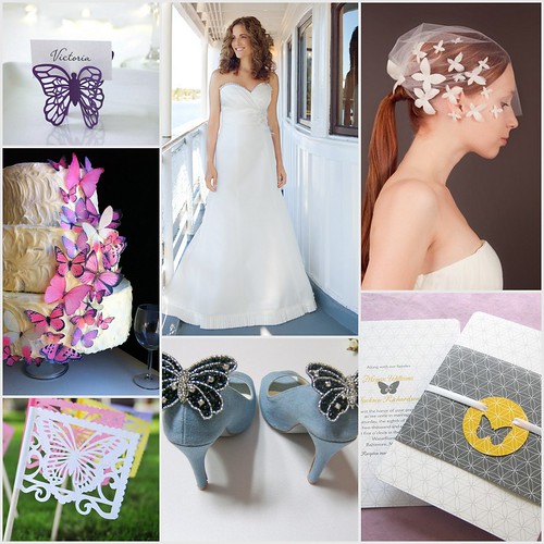 Butterfly wedding idea and image sources clockwise from upper left 
