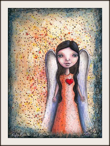 Angel with Abstract background by Blissful Pumpkin