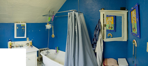 The new bathroom, it is blue