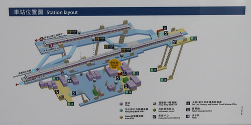 Diagram showing platform layout and exits at Tai Wai station