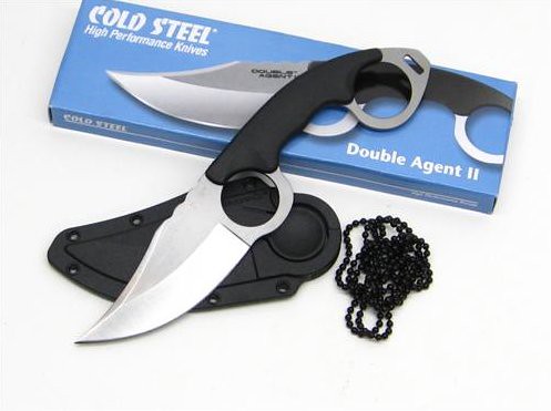 Cold Steel Double Agent II Clip Point 3" Plain Blade, Grivory Grip