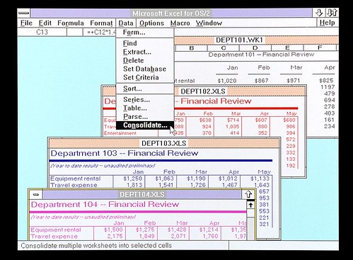 Excel for OS/2 Screen Shot 1989