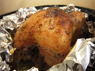 Roasted chicken out of the oven