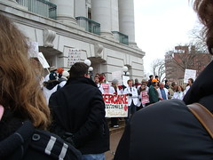 Med students protesting Badgercare Cuts