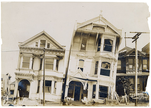 Photograph of the Effect of Earthquake on Houses Built on Loose or Made Ground After the 1906 San Francisco Earthquake, 1906