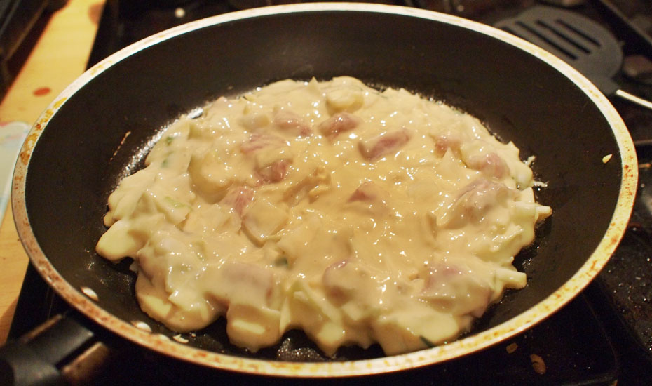 Step 5: Add a few large spoonfuls to a frying pan 