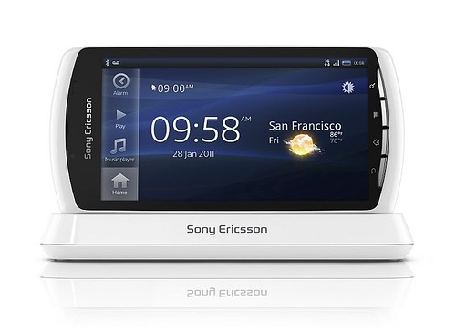 Front of Sony Ericsson Xperia Play in white, exclusive to O2