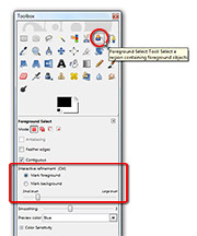 Foreground Select Tool in the GIMP Toolbox