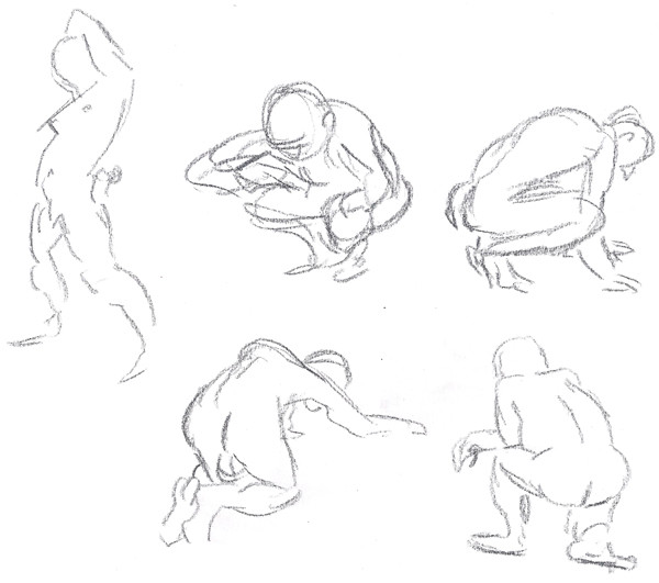 Gesture Drawing - Squat and Stretch 01