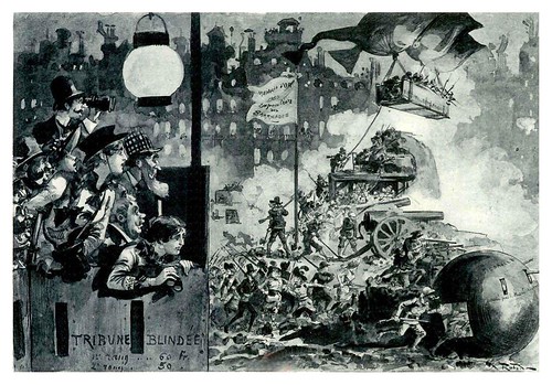 018-Revolucion de 1953-defensa de las barricadas-Le Vingtième Siècle 1883- Albert Robida