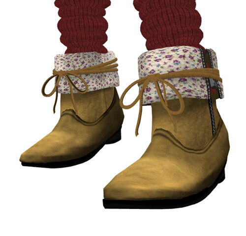 S@BBiA::Flower print boots:Beige (LB)
