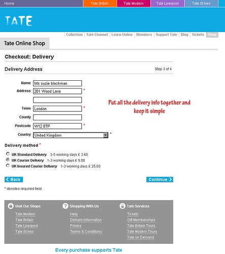 Tate Online Shop basket & checkout