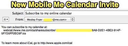 New MobileMe Calendar Invite