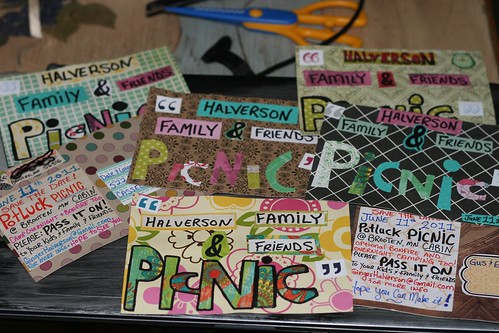 Handmade (by yours truly) Family Picnic Invitation Post Cards