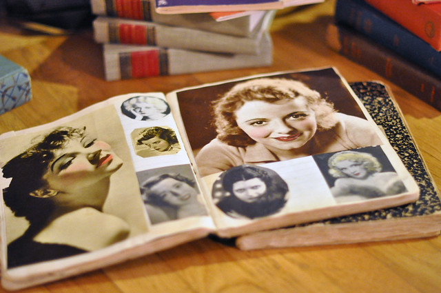 vintage composition books, vintage scrapbooks, Old Hollywood Movie Stars, old magazines, magazines from the 1930's,, DSC_0346