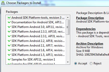 Download Android SDK Packages