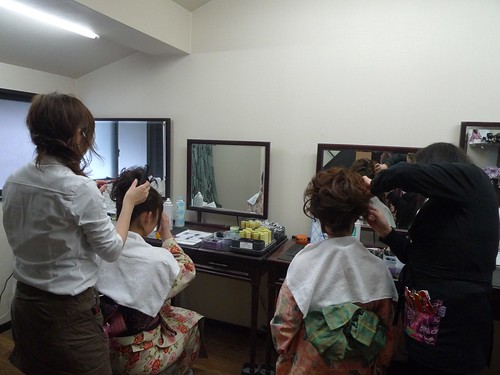 Hair session after kimono dressing