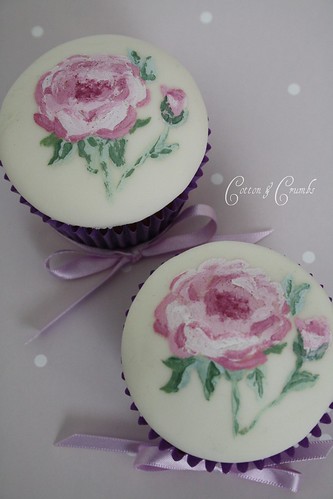 Hand painted cupcakes by Cotton and Crumbs