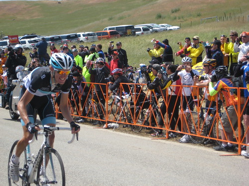 Andy Schleck coming up to the finish line