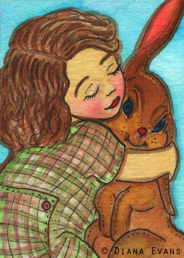 ACEO A girl and her bunny 600