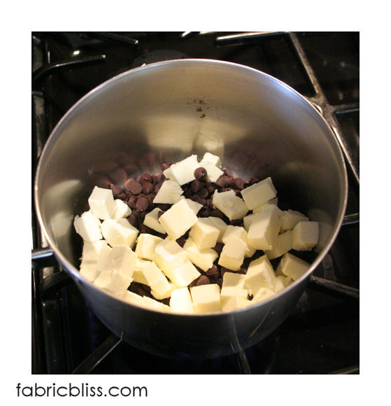 flourless chocolate cake - melt chocolate and butter