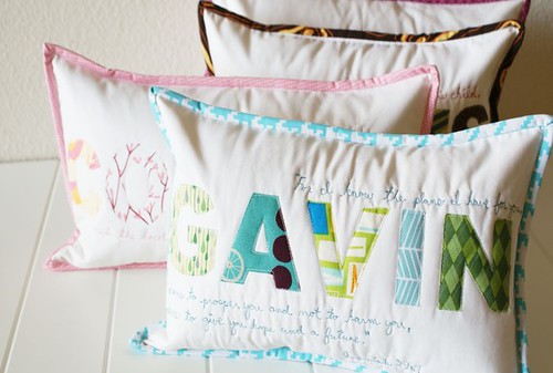 Joy of Love Quilted Monogramed Pillows Great Gift For New Baby