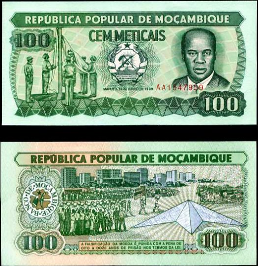 100 Meticais Mozambik 1989, P130