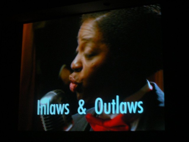 Seattle area blues singer Felicia Loud sings during opening credits of "Inlaws & Outlaws"