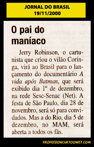 "O pai do maníaco" - Jornal do Brasil - 19/11/2000