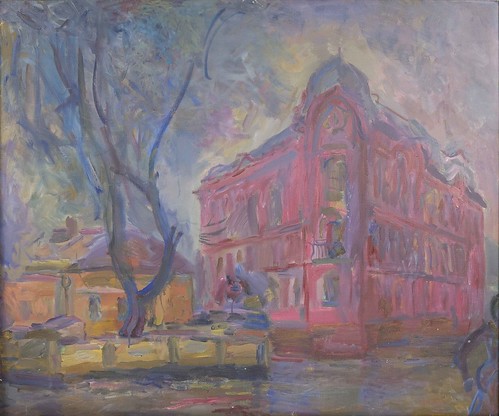 Розовый дом на Васильевском (х/м 120х110) 2004г. by короленко