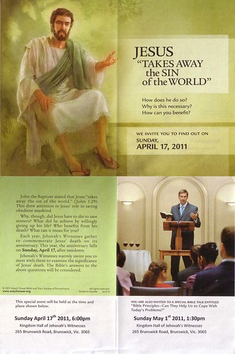 Flyer from the local Jehovah's Witnesses