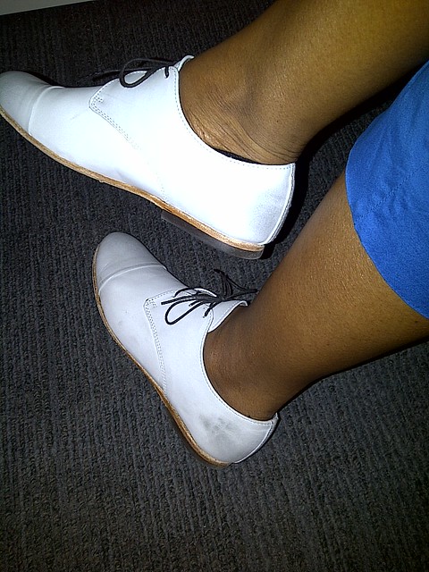 Birthday Shoes. White leather derby by Rokin.