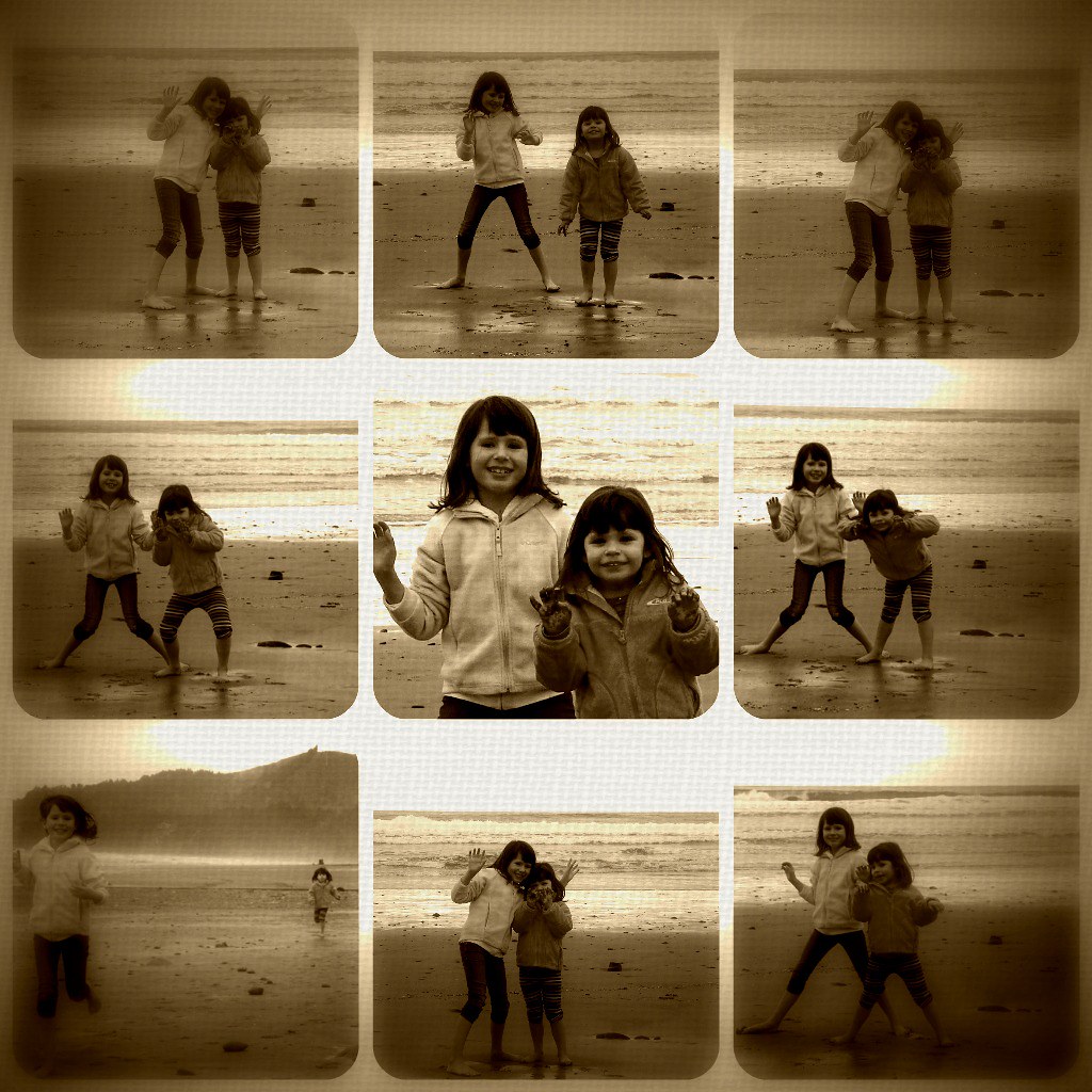 being silly on the beach