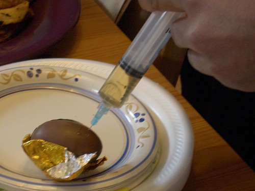 Liquor-injected Chocolate Eggs for Easter