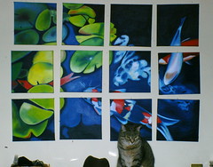 Still life with Mavis and a gaggle of (painted) koi