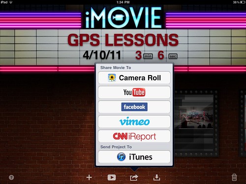 iMovie for iPad Sharing Options