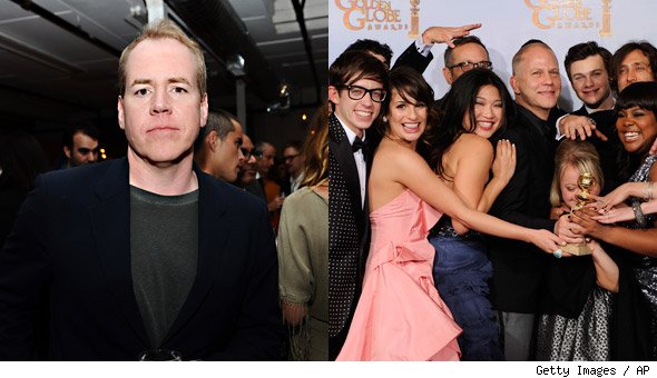 Bret Easton Ellis and the cast of Glee
