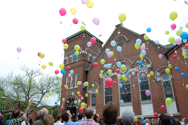 after worship balloon launch