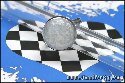 Liquid Silver Ring - White Resin Adjustable Silver toned Ring by JenniferRay.com