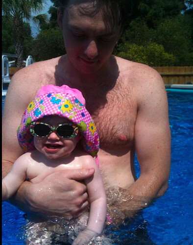 pool time with dad 8 mo