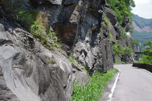 路邊露出的岩層