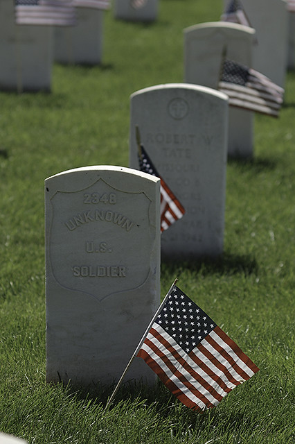 Jefferson Barracks National Cemetery, in Saint Louis County, Missouri, USA - grave of unknown soldier