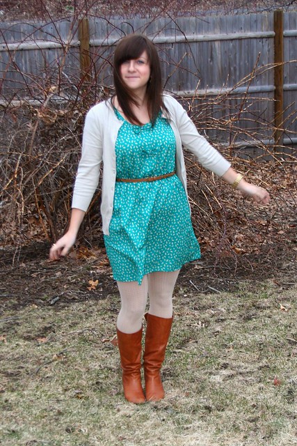 teal, bows, dress, boots