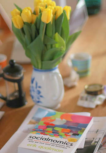 Tulips and book